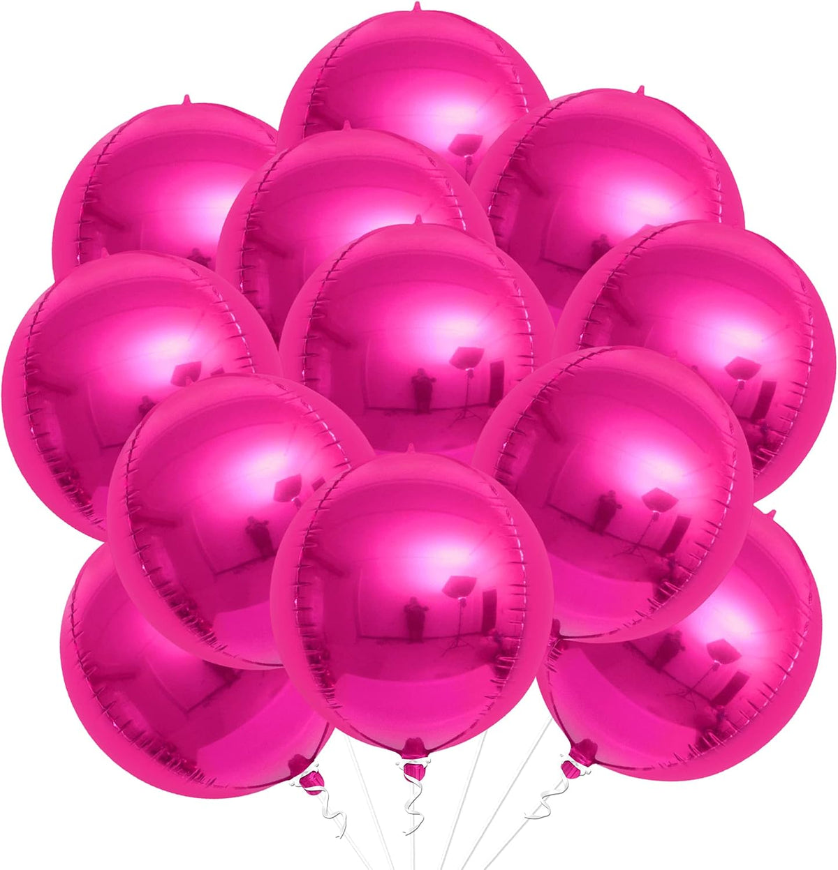 22-Inch Black Mylar Round Foil Balloons - Pack of 12