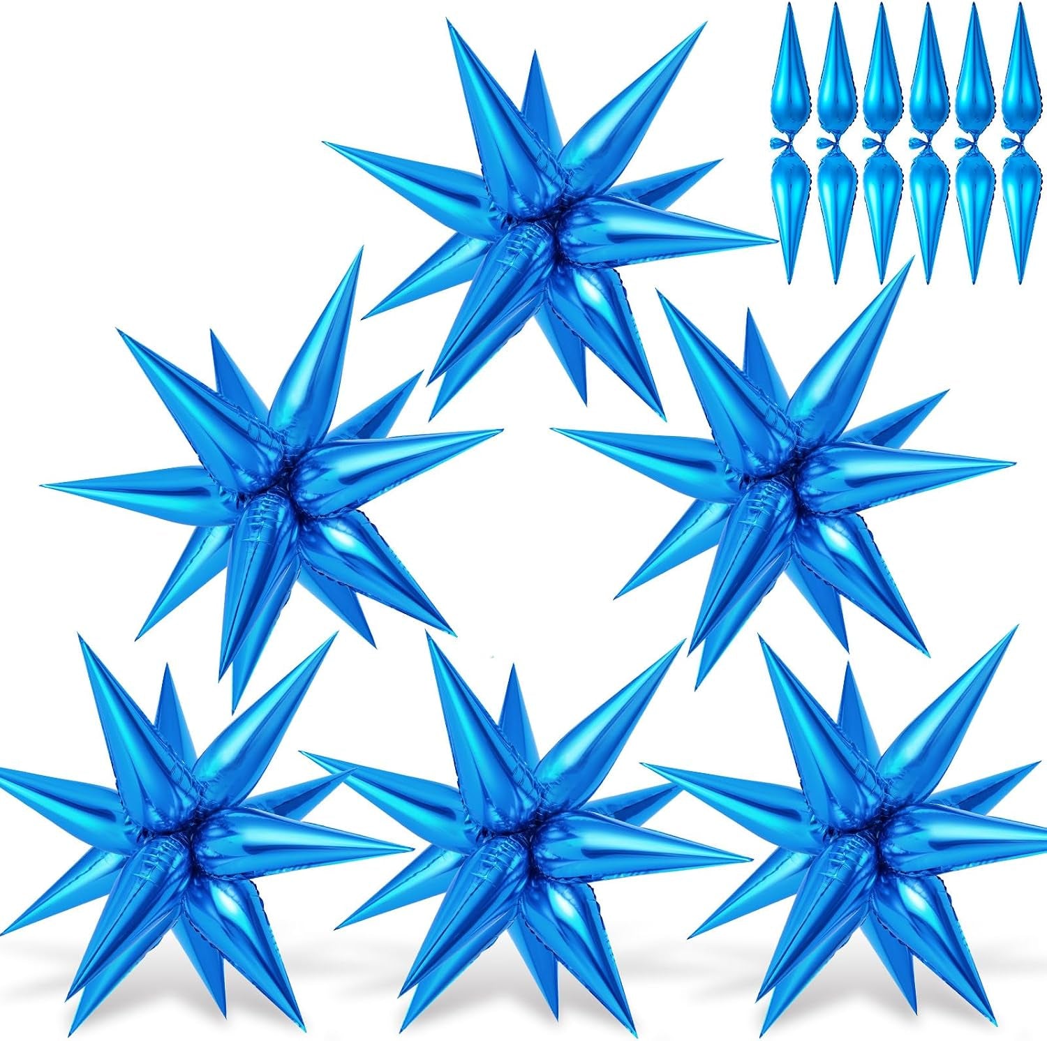 74 PCS Silver Star Balloons, 12 Point Star Foil Mylar Balloons Spike Explosion Cone Balloon for Party Decorations Supplies, Birthday, Wedding, Baby Shower, Graduation Balloon 2025