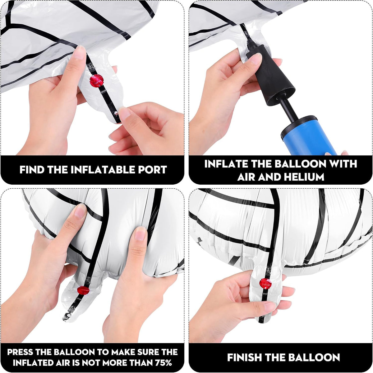 12-Pack 18-Inch Volleyball Foil Mylar Balloons for Themed Birthday Party Decorations