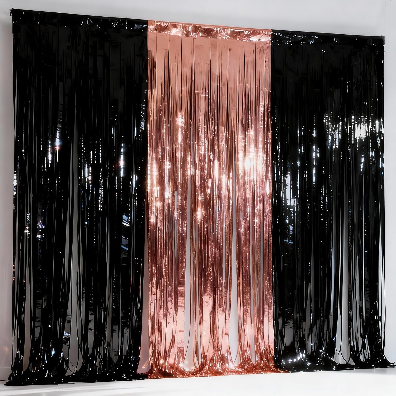 3-Pack Black Gold Foil Fringe Curtain,Party Decoration Streamer | 9.9*6.5Ft Party Backdrop,Birthday Tinsel,Happy Retirement Back Drop,Graduation ,Farewell,Summer Back to School