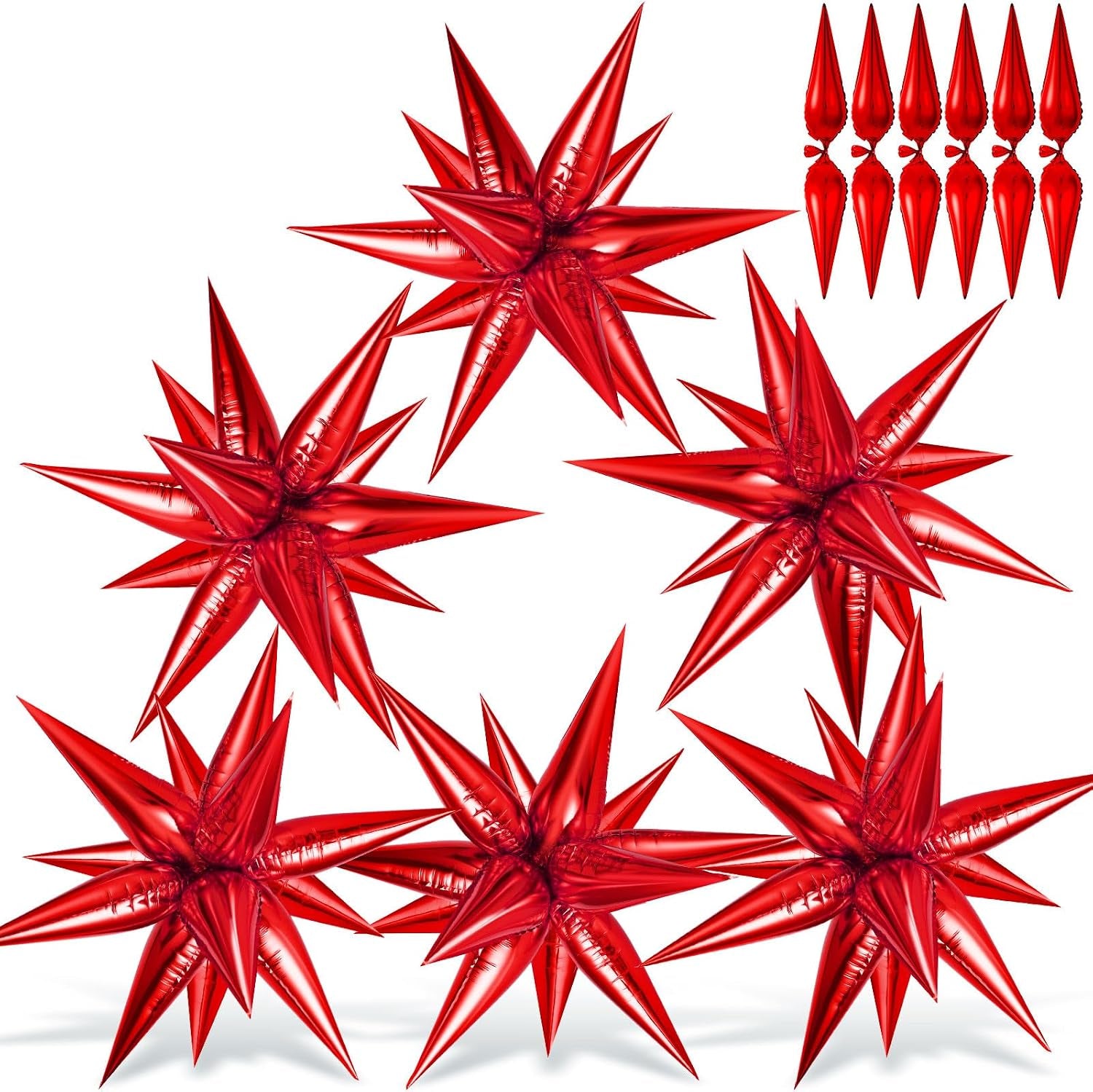 74 PCS Silver Star Balloons, 12 Point Star Foil Mylar Balloons Spike Explosion Cone Balloon for Party Decorations Supplies, Birthday, Wedding, Baby Shower, Graduation Balloon 2025