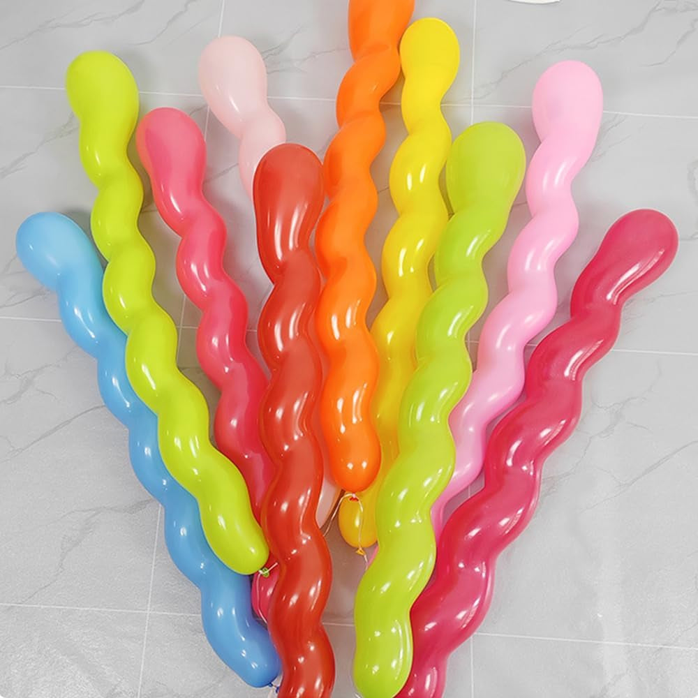 Spiral Latex Balloons, Multicolor Party Decorations, Assorted Colors, Twist Shape 100 Pcs for Children'S Birthday Decoration (100)