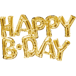 HAPPY B*DAY Gold Connected Phrase Balloons AIR FILL #33759