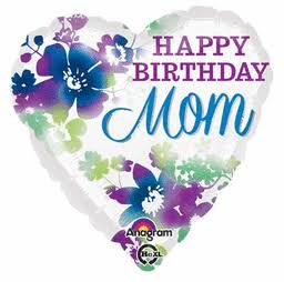 18" Happy Birthday Mom Watercolor Heart Shape Helium Foil Balloon (5 Pack) #30739