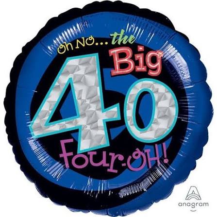18" 40th Birthday Funny Holographic Helium Foil Balloon #116042 1ct