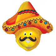 36" Senor Smiley Sombrero Shape Helium Foil Balloon #87011