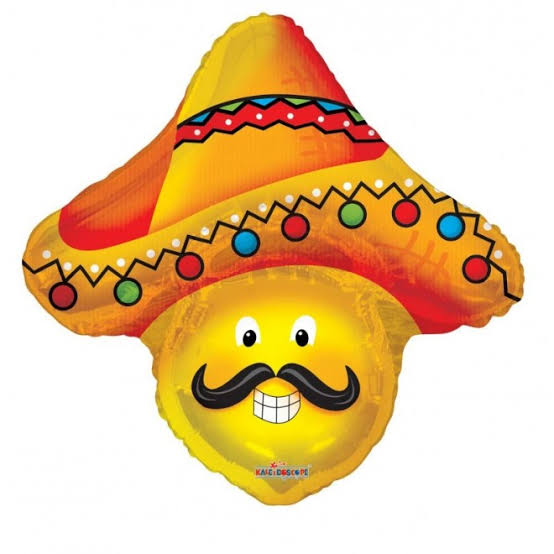 36" Senor Smiley Sombrero Shape Helium Foil Balloon #87011