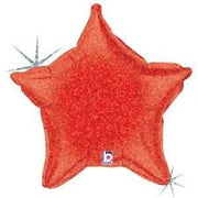 22" Holographic Red Star Shape Helium Foil Balloon 5 pack #17686-22