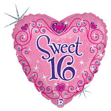 18" Sweet 16 Heart Shape Helium Foil Balloons (1 pack) #86592