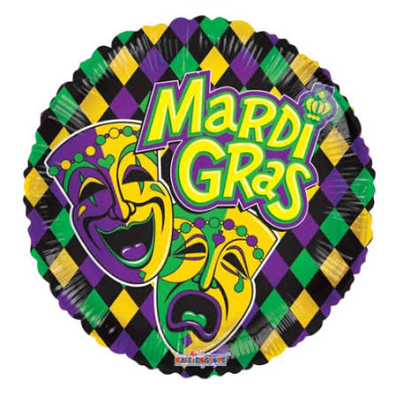18" Mardi Gras Masks Helium Foil Balloon (5 Pack) #82068