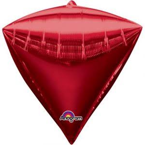 17" Diamondz Red 3D Shape Foil Balloon (3 Pack) #28344
