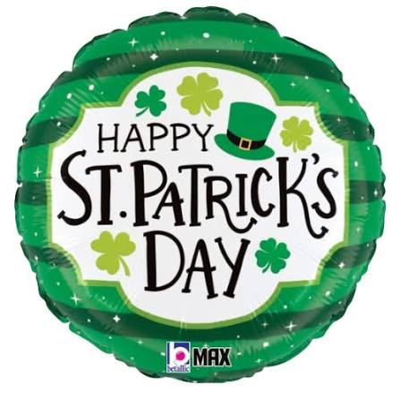 18" Happy St. Patricks Day Helium Foil Balloon 1ct #26246