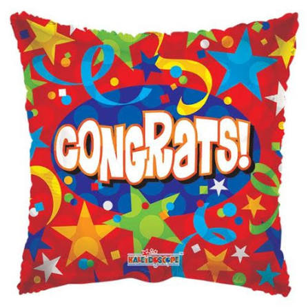 18" Congrats Red Square Shape Foil Helium Balloons (5 Pack) #19297