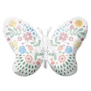 36" TUFTEX Butterfly Shape White With Pastel Helium Foil Balloon (1 Per Pack) #78311