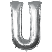 16" Mini Silver Letter U Balloon Self Sealing #33052