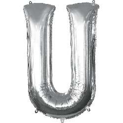 16" Mini Silver Letter U Balloon Self Sealing #33052
