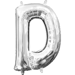16" Mini Silver Letter D Balloon Self Sealing #33017