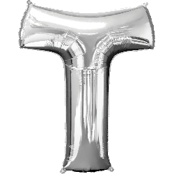 16" Mini Silver Letter T Balloon Self Sealing #33050