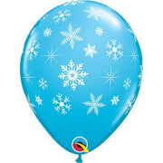**Special Pack** 11" QUALATEX Robin's Egg Snowflakes Latex Balloons 25ct #40573