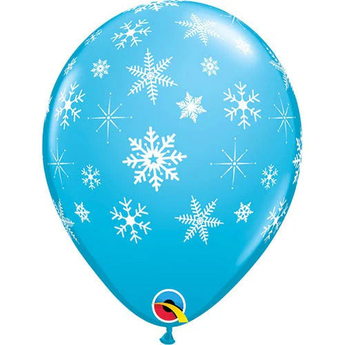 **Special Pack** 11" QUALATEX Robin's Egg Snowflakes Latex Balloons 25ct #40573