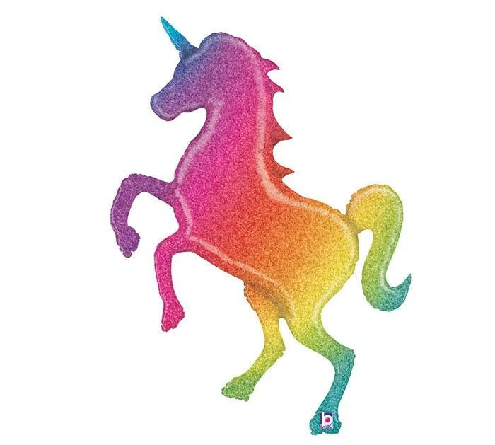 54" GLITTER HOLOGRAPHIC RAINBOW UNICORN 1ct #37500