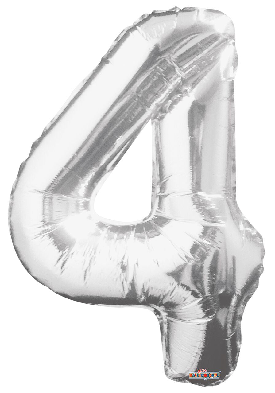 silver number 4 balloons number 4 balloon