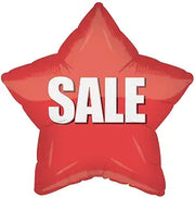 18" Printed "SALE" Star Red Helium Foil Balloons (5 PACK) #70237