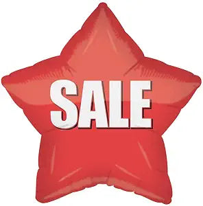 18" Printed "SALE" Star Red Helium Foil Balloons (5 PACK) #70237