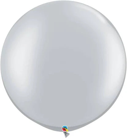 30" Qualatex Silver Round Balloons 1ct #38402