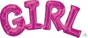 GIRL Connected Phrase Balloons Pink AIR FILL #33097