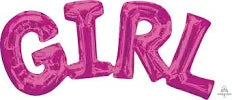GIRL Connected Phrase Balloons Pink AIR FILL #33097