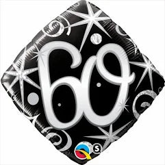 18" 60th Anything Elegant Sparkles Diamond Shape Helium Foil Balloon 1pk #30026