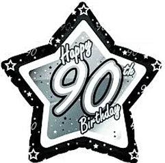 18" Happy 90th Birthday Star Shaped Helium Foil Balloon (5 Pack) #97860