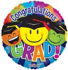 18" Congrats Grad Smiles Gellibean Balloon (5 Pack) #85206-18