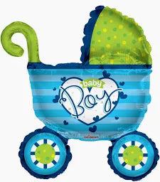 36" Baby Boy Stroller Shape Helium Balloon #15118 (D)