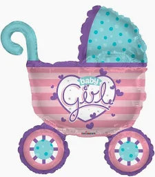 36" Baby Girl Stroller Shape Helium Balloon #15120