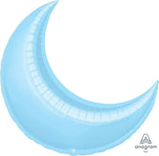 35" Crescent Moon Pastel Blue Shape Foil Balloon (3 Pack) #16352