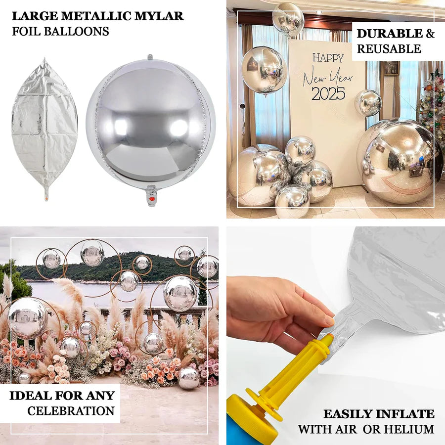 70" Jumbo Silver Spherical Round Helium Foil Balloon (1 PACK)