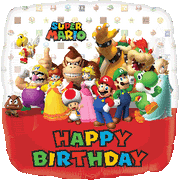18" Super Mario Brothers Happy Birthday Helium Foil Balloon #32009