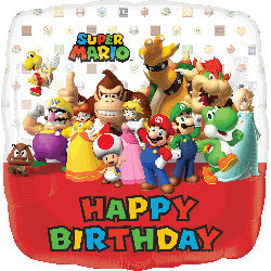 18" Super Mario Brothers Happy Birthday Helium Foil Balloon #32009