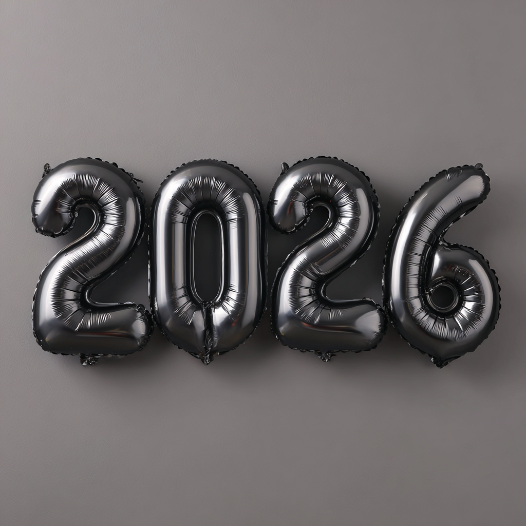 34" Large 2026 Black Jumbo Helium Number Balloon Set