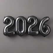 34" Large 2026 Black Jumbo Helium Number Balloon Set