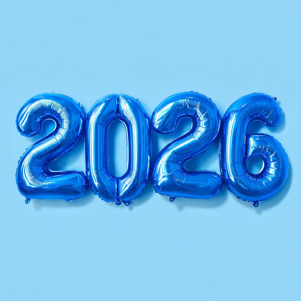 34" Large 2026 Blue Jumbo Helium Number Balloon Set