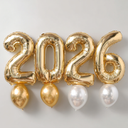 34" Large 2026 Gold Jumbo Helium Number Balloon Set