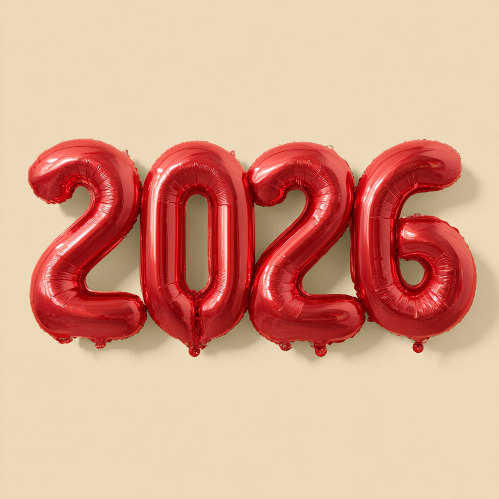 34" Large 2026 Red Jumbo Helium Number Balloon Set