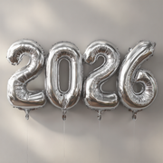 34" Large 2026 Silver Jumbo Helium Number Balloons Set