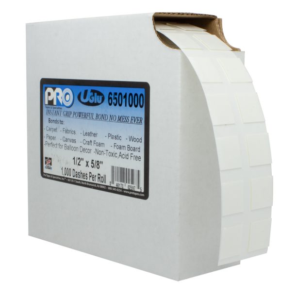 Pro Tapes UGlu 650 Dash Boxed Roll 1/2"x5/8" 1000 Count Pack