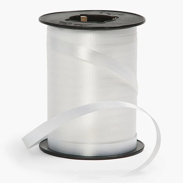 White Wide Curling Ribbon 3/8"x750' #301