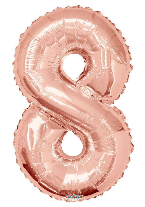 rose gold number balloons