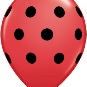 red balloons black polka dots